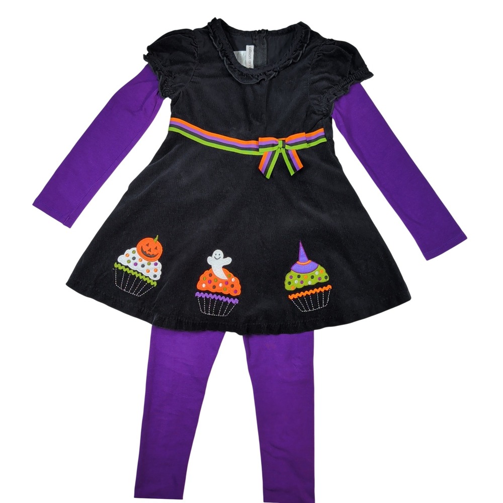 Allison Ann Dress Girls Set 6 Black Purple Halloween Cupcake Corduroy Girlcore